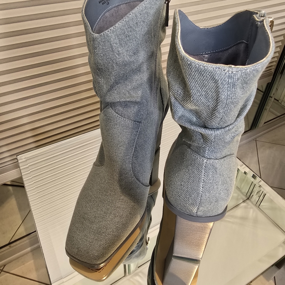 JESSICA SIMPSON MEDIUM BLUE WASH DENIM BOOTS SIZE 7 1/2 M STYLE - JS-ARRLA - Picture 9 of 12